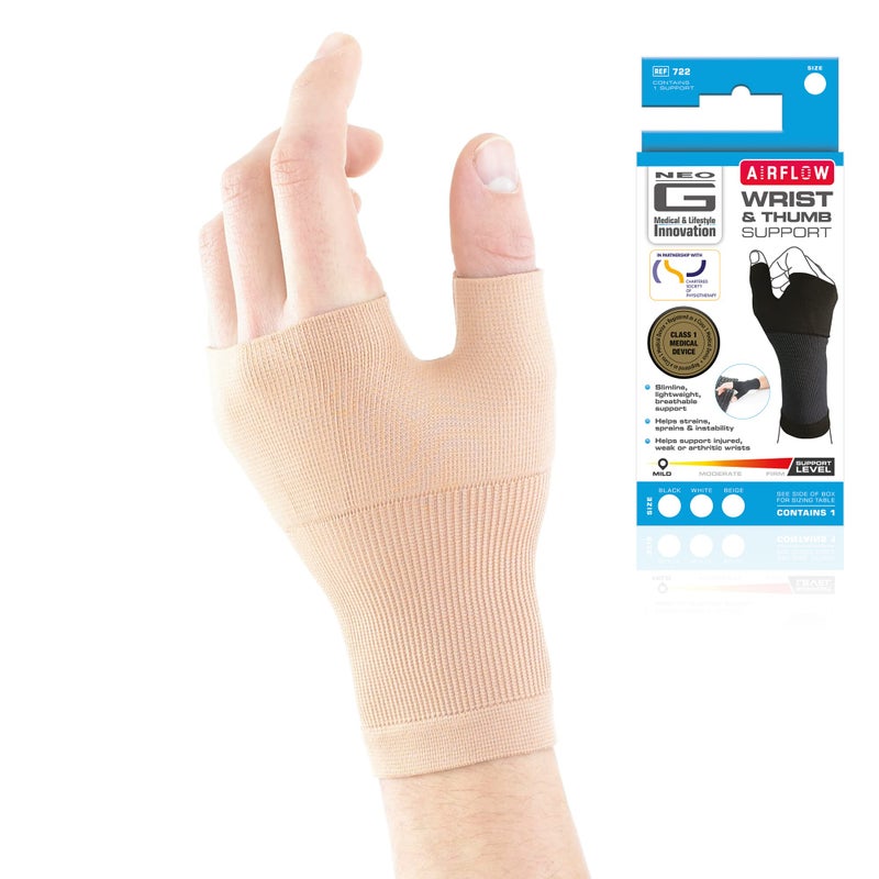 NeoG Wrist and Thumb Support for Arthritis Joint Pain Tendonitis Sprain Wrist Brace Wrist Compression Hand Support S Beige